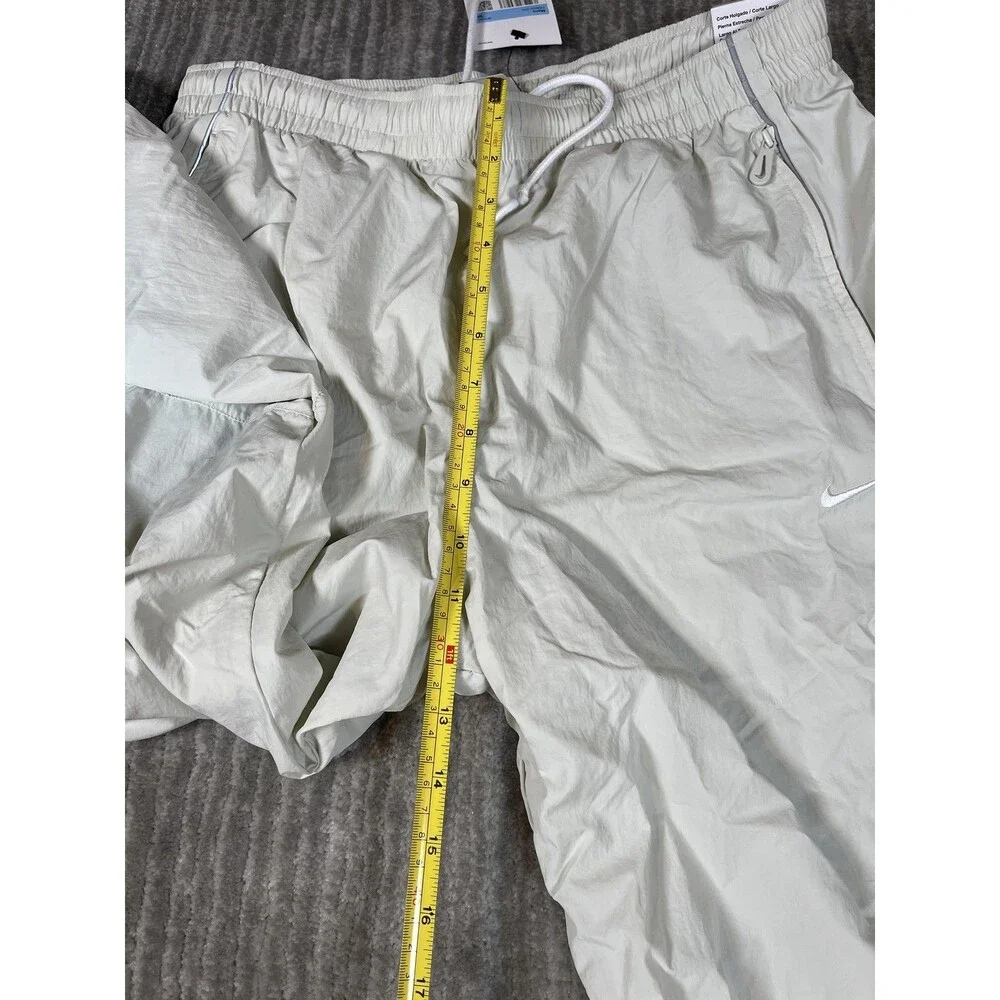 Nike Track Pants Mens Medium White Solo Swoosh Loose Fit Taper Leg Stacked New